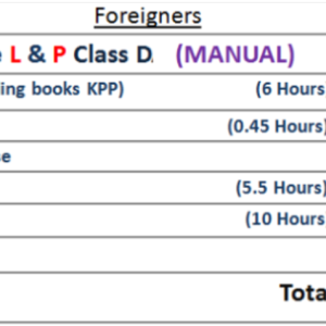 Foreiners License L & P Class D (Manual)